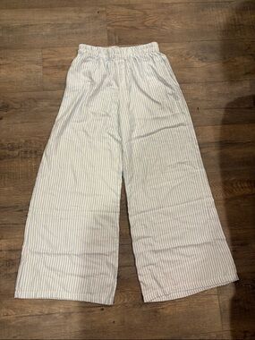 Light Blue Pinstripe Wide-Leg Pants